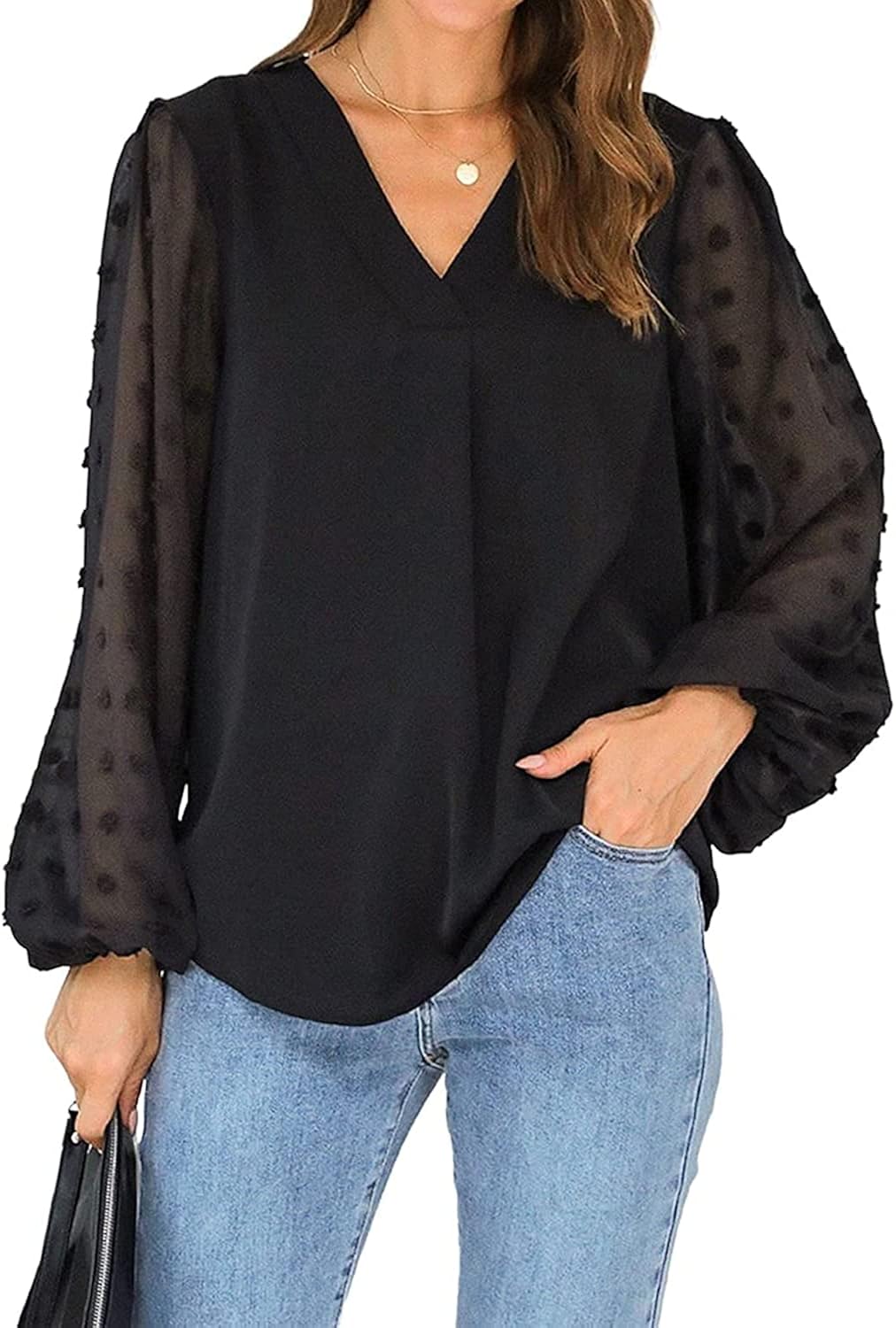 Black chiffon shirt Clearance