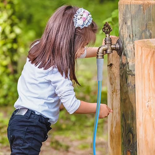 Miniatura 7 de HQMPC Manguera de jardín de 58 pulgadas x 30 pies, manguera de agua de material resistente y duradero con accesorios sólidos con boquilla rociadora