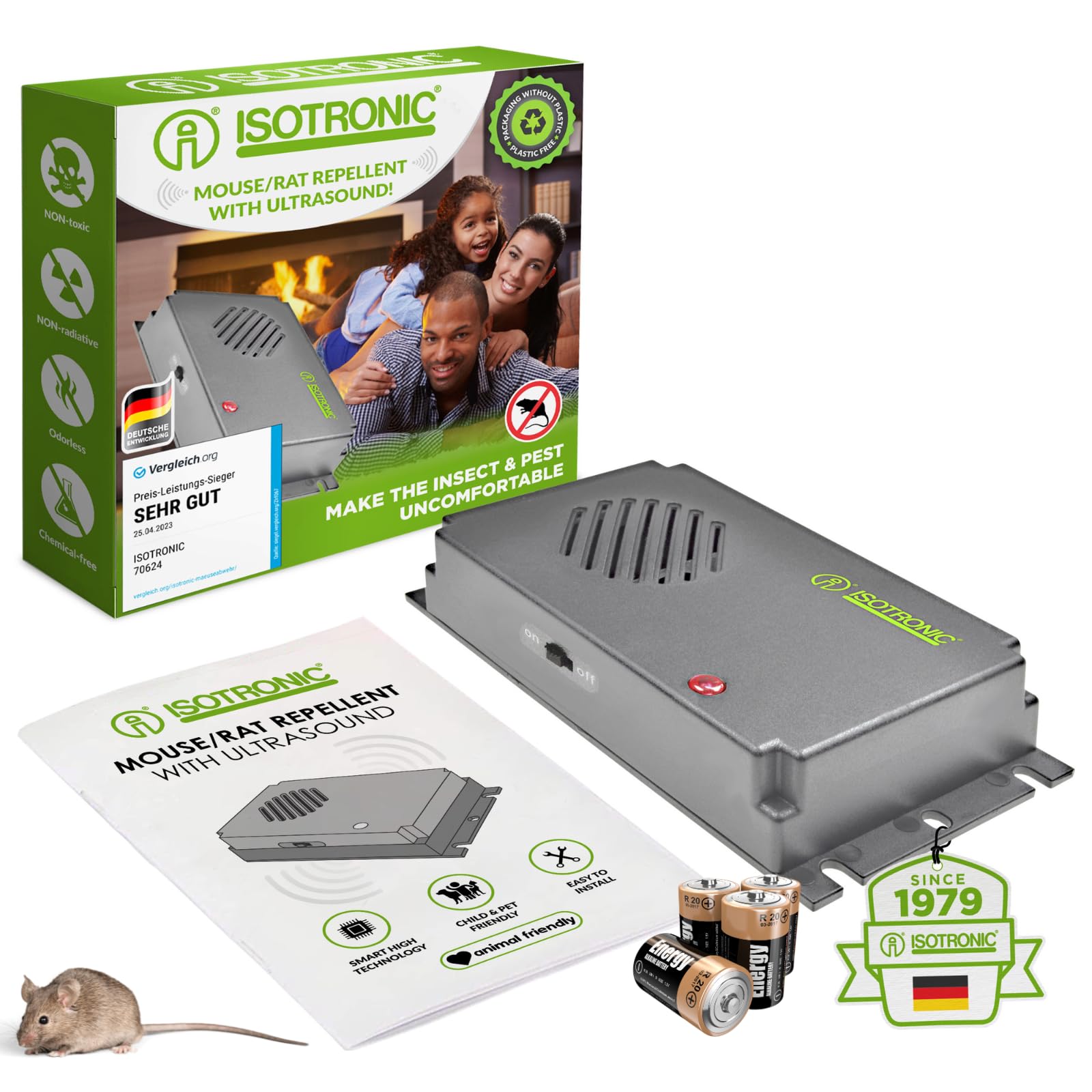 Amazon | ISOTRONIC ネズミ駆除 超音波撃退器 電池式でどこでも設置