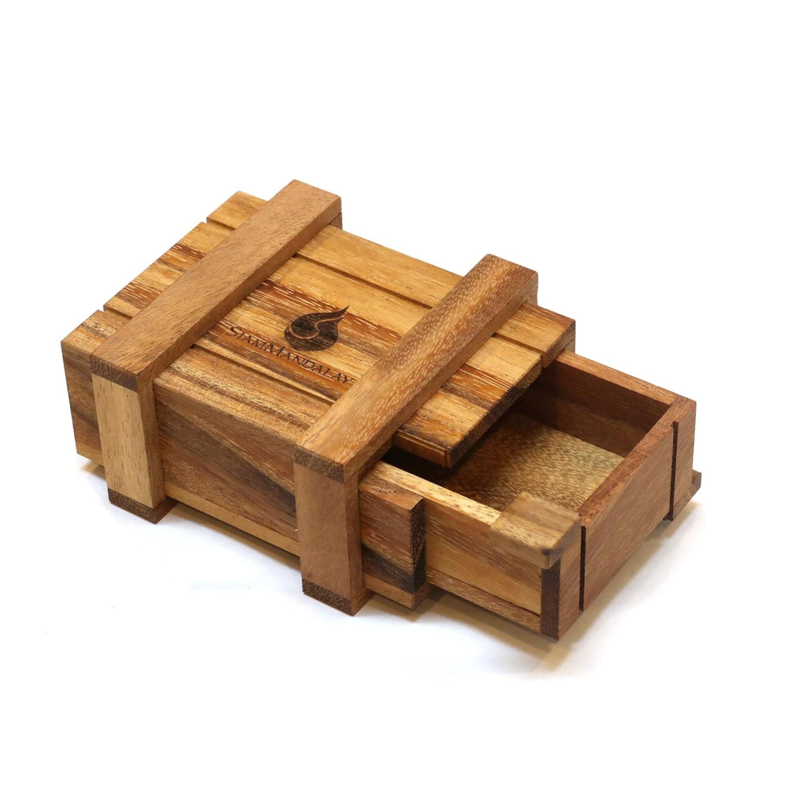 SiamMandalay Puzzle Box/Money Box for Cash or Gift Card Holder Gift: Mystery Box ATM Hidden & Secret Compartment 3D Wooden Puzzle Brain Teaser Christmas Stocking Filler Lock and Stash Boxes