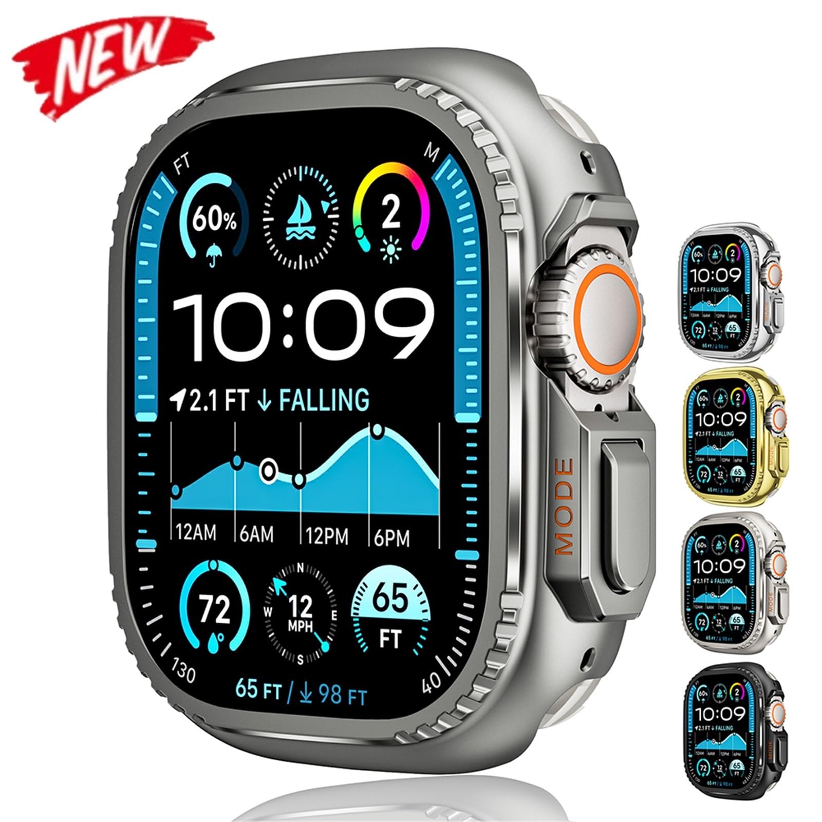 KLVN Cover in metallo per Apple Watch Ultra 2 S10 42mm S10 46m 49mm 45mm Custodia protettiva per paraurti iWatch Series 9 8 7 6 5 SE 44MM Lunetta cambia in Ultra