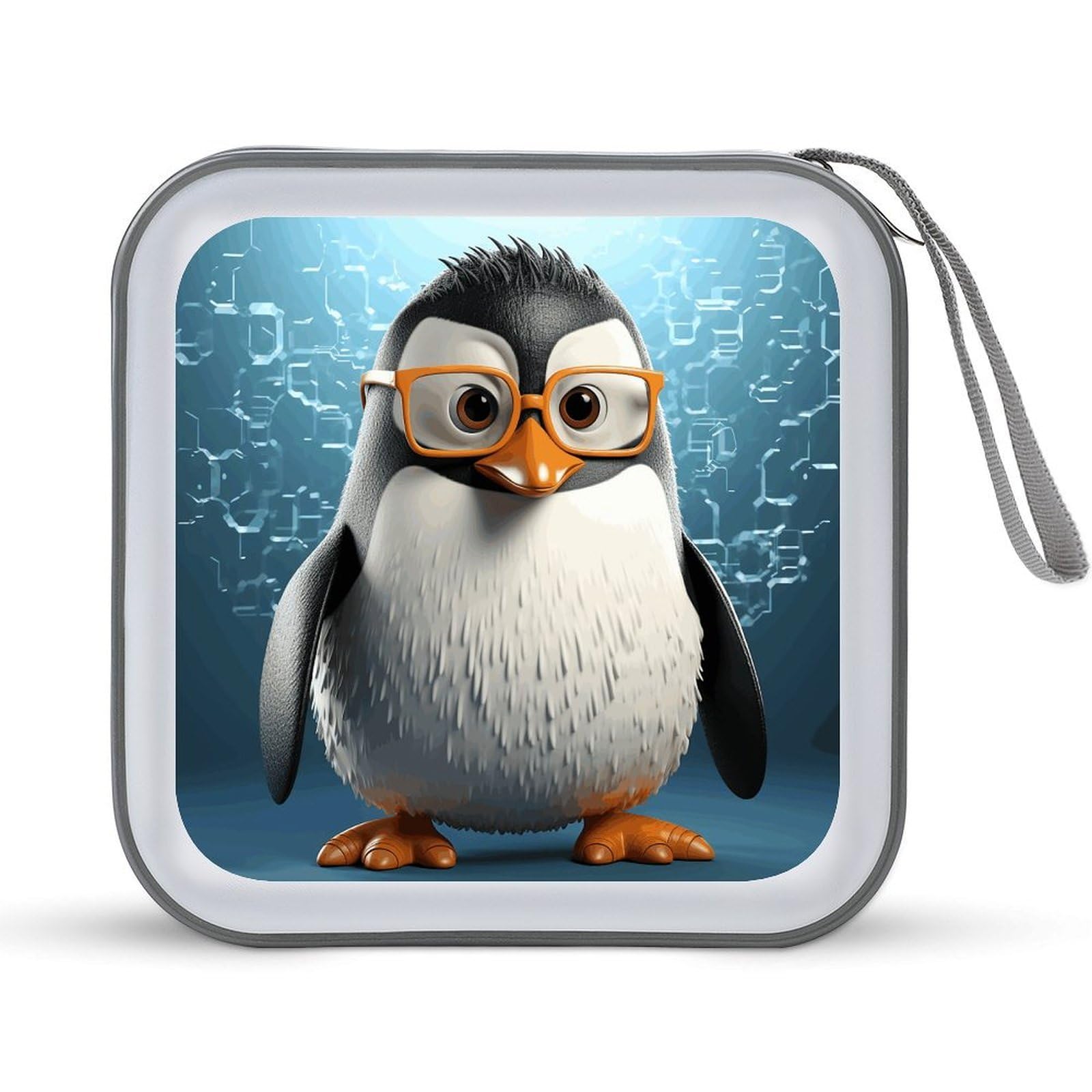 VstaDank Penguin with Glasses DVD Case 40 Capacity Protective Storage Organizer Binder Booklet Album Portable Disc Wallet Car CD Disk Holder Hard Plastic CD Cases CD DVD Case Holder