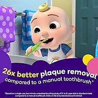 Vista 2 de CoComelon x BURSTkids - Cepillo de dientes eléctrico para niños con 4 cabezales de repuesto, cerdas suaves, cepillo de dientes para niños y niños