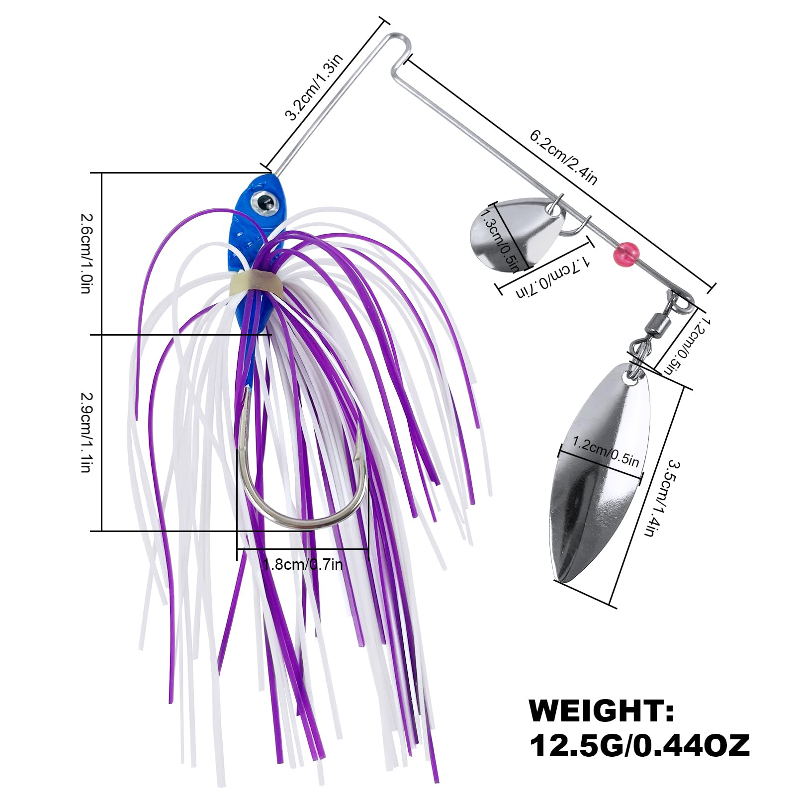 Spinnerbait - Set di 6 esche artificiali Chatterbait per pesca e pesce persico, luccio, trota, luccioperca, salmone