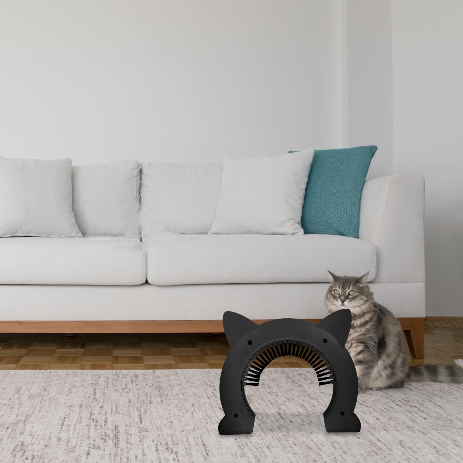 Cabilock Katzenklappe aus Abs Kunststoff mit Bürstendesign für Bequemen Zugang Katzentür im Katzenkopf Form für Innenräume Geeignet für Katzen und Kätzchen