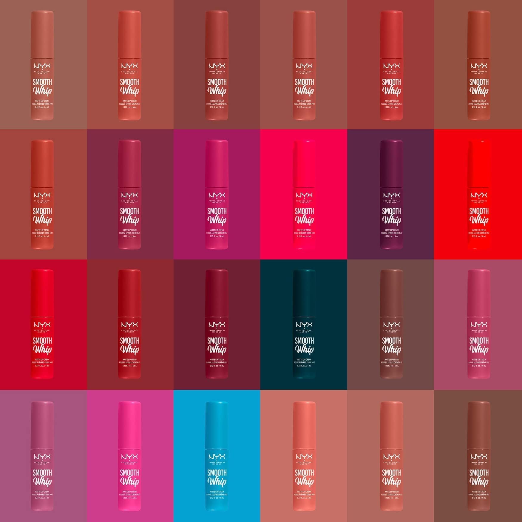 NYX Professional Makeup Rossetto Liquido, Tinta Labbra Matte, Tonalità Ultra-Vibranti, Con Burro di Karité e Burro di Cacao, Smooth Whip, Tonalità: Bday Frosting (Confezione da 5)