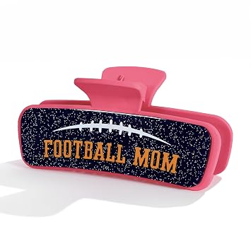 LILIE&WHITE Football Mom Hair Clip For Women Pink Glitter Stylish Game Day | Claw Clip for Sports Fans Trendy Football Hair Accessory Jewelry Gift