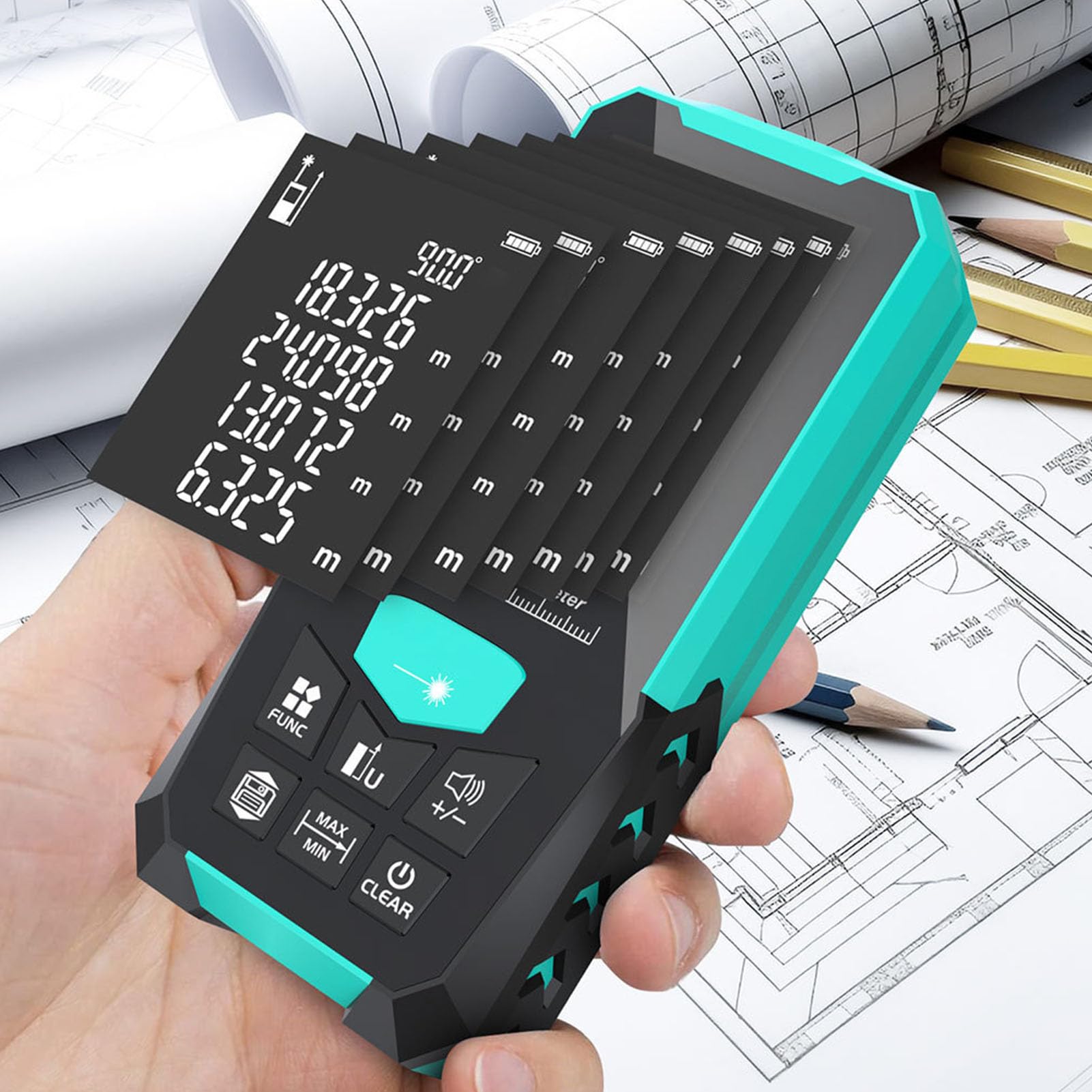 Medidor de Distancia láser de Alcance de 120 Metros con clasificación IP54: Herramienta de medición Recargable por USB con Pantalla retroiluminada de 2,4 Pulgadas y Sensor de
