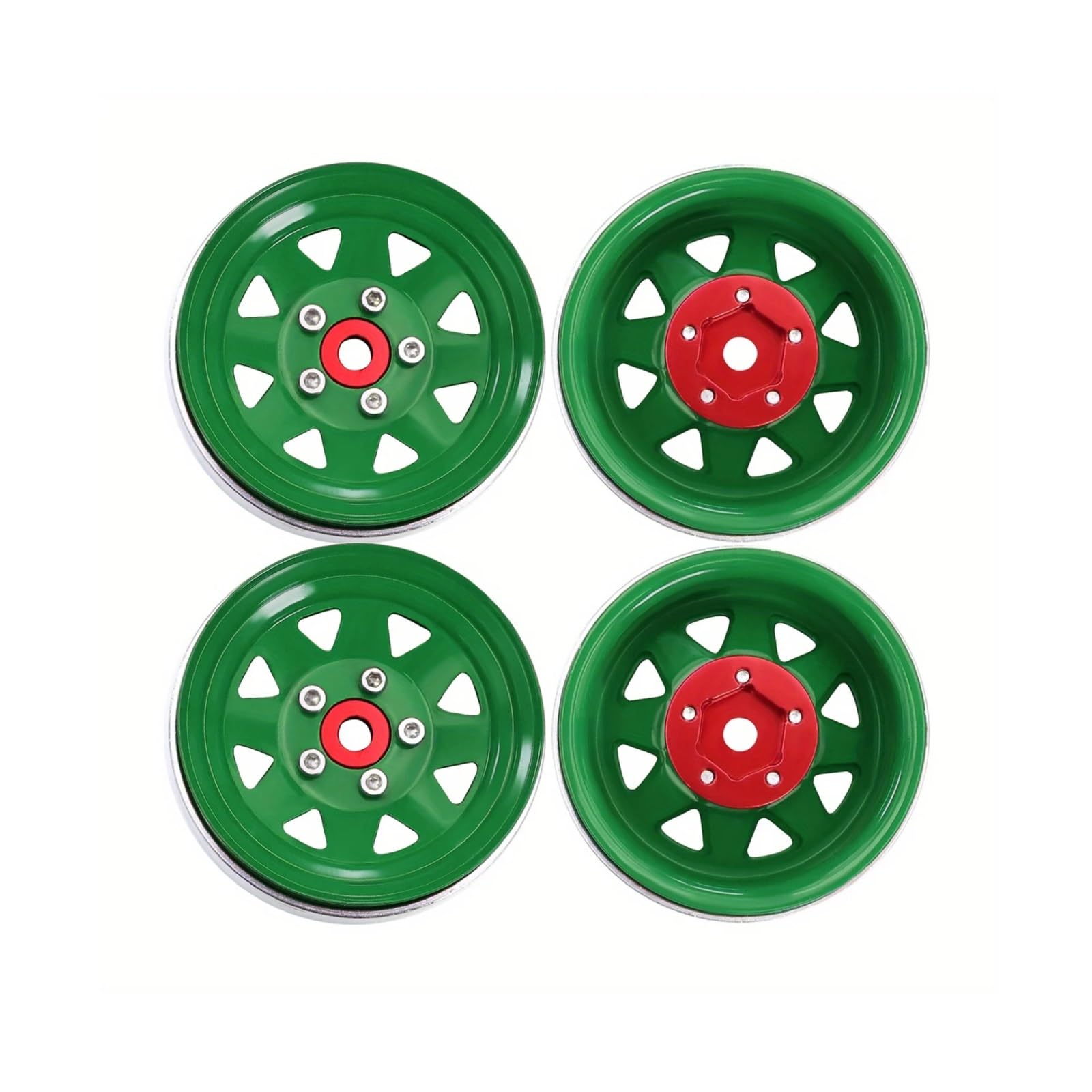 RC Beadlock Cerchi Ruota Per Axial Per SCX10 Per Capra Per TRX4 1/10 Cerchio Beadlock In Alluminio Da 1,9" Con Mozzo In Acciaio Stampato E Piatto Profondo Ricambi Auto RC(Green)