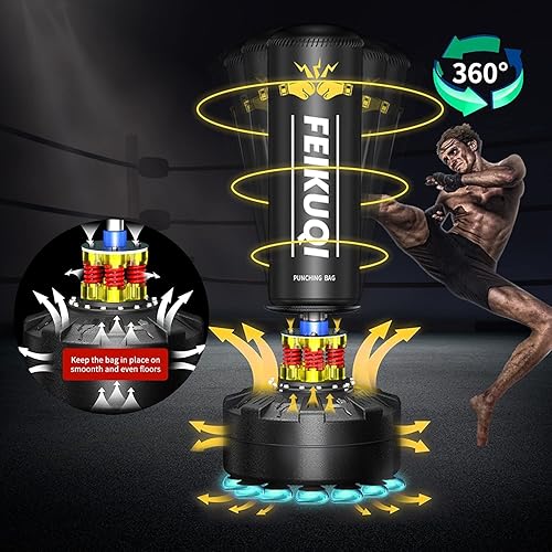 Miniatura 3 de Bolsa de boxeo de 70 pulgadas con soporte, 205 libras, amortiguador, base de ventosa, bolsa de kickboxing para adultos