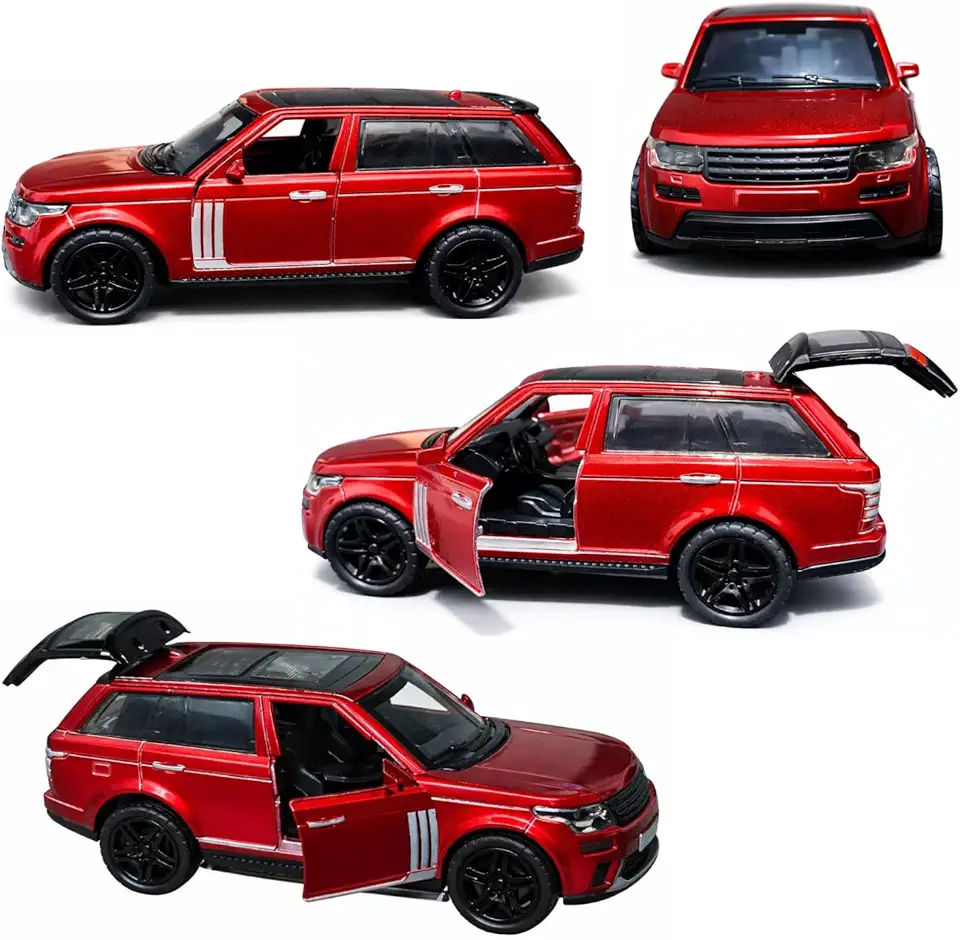 Carrinho Miniatura Ferro Metal Suv Range Rover E Bmw Fricção (VERMELHO)