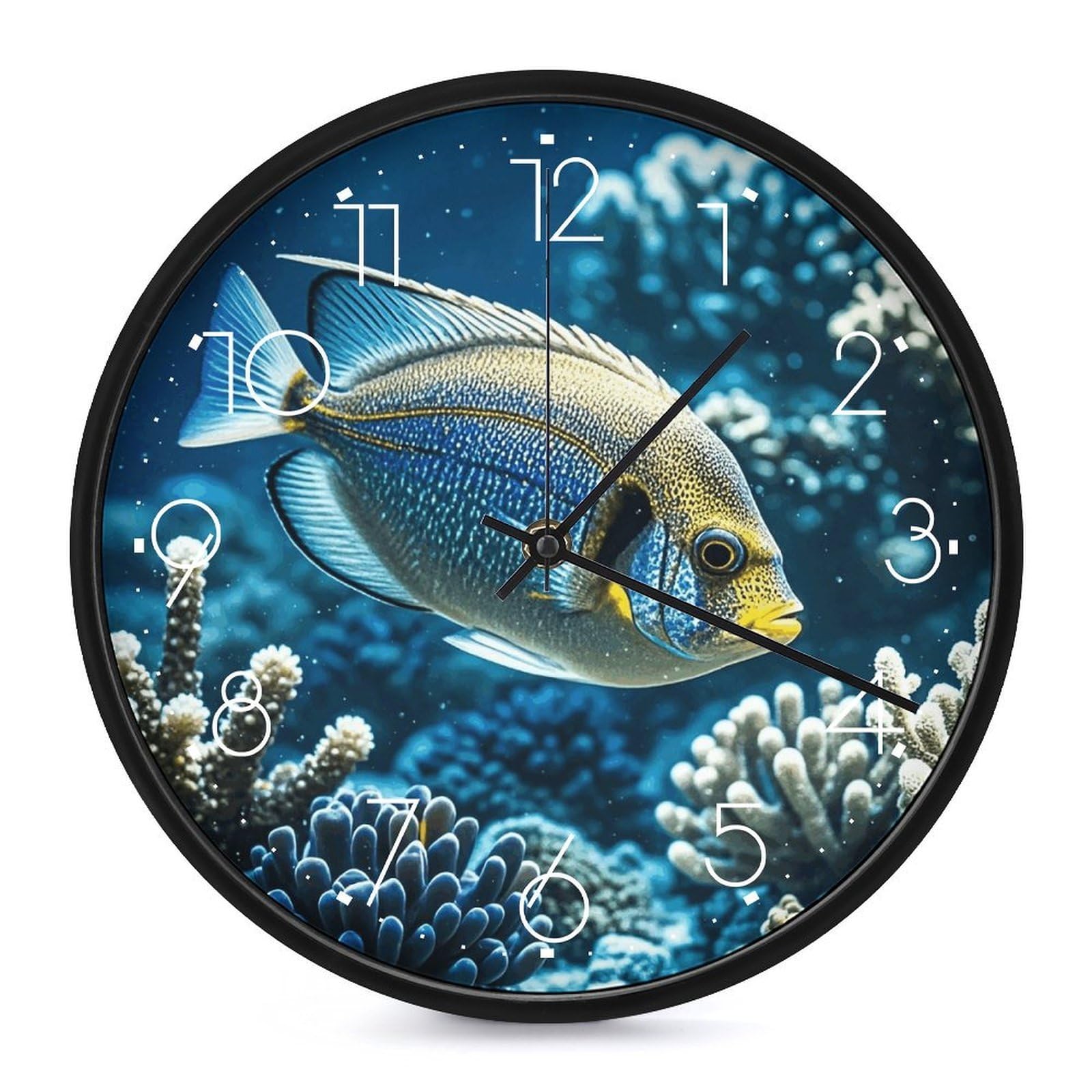 Horloge murale silencieuse Ocean Fish sans tic-tac pour une chambre apaisante