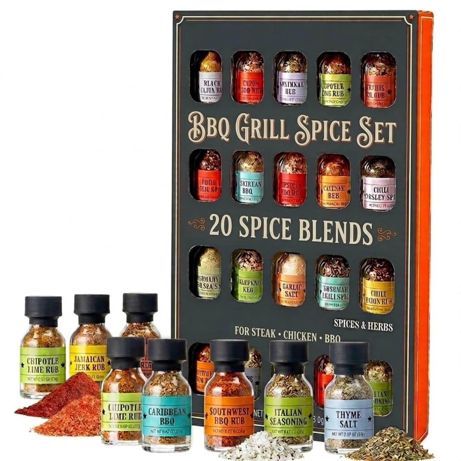 Amazon.com : BBQ Grill Spice Set 20 Pack Glass Bottles Gourmet