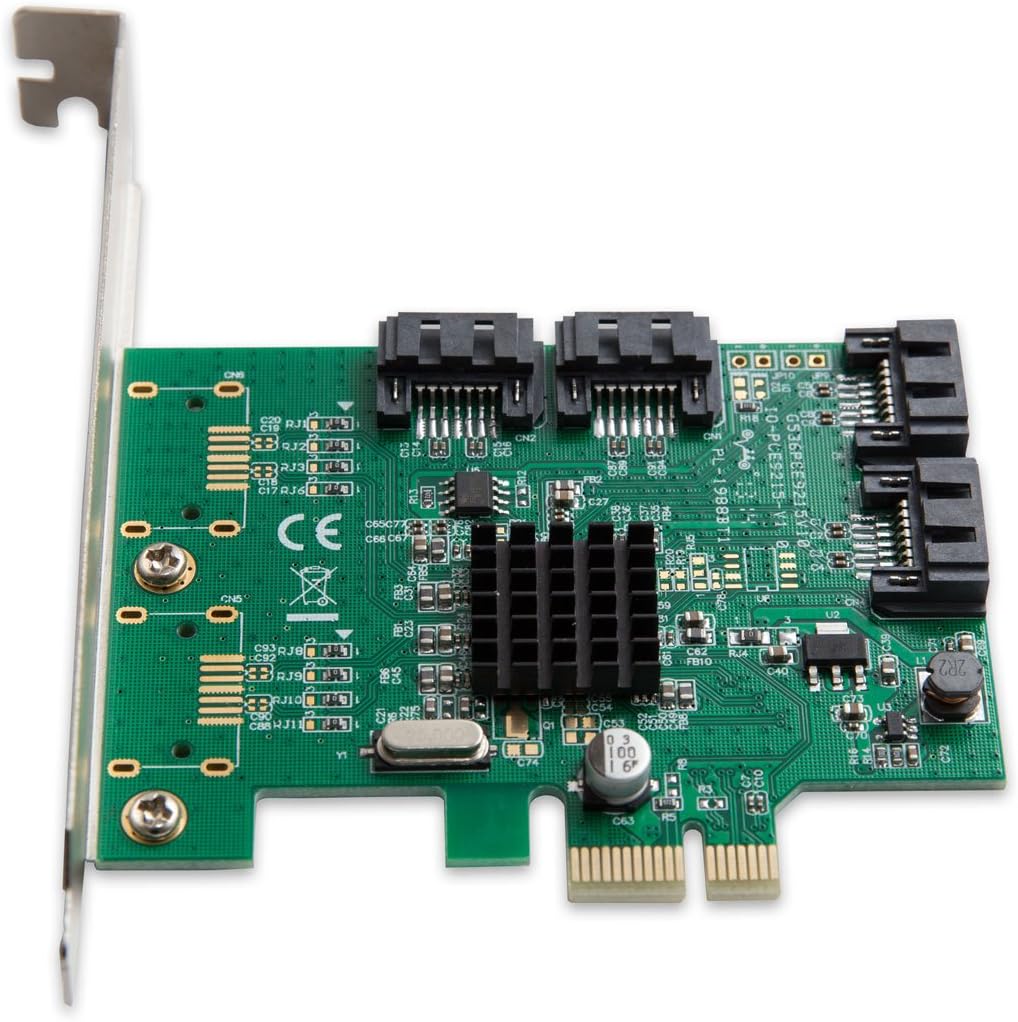 PCIe 2.0 x1 4 Port SATA III Non-RAID Card, Marvell 9215, with Low Profile Bracket