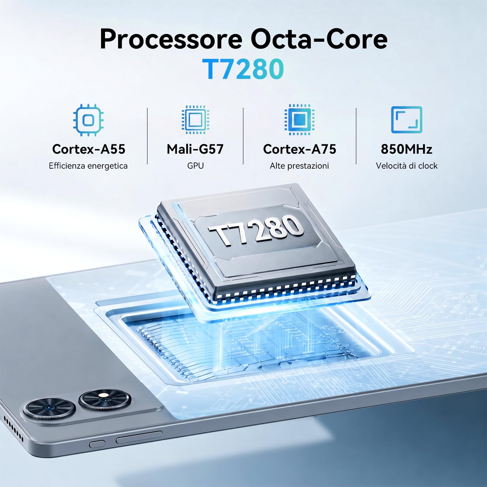 TABWEE 12 Pollici Tablet con Tastiera, 48 GB+256 GB, 10000 mAh | 1600 x 2400 QHD+, Widevine L1, 16 MP+8 MP, Gemini AI , GPS Incorporato, Tablet in Offerta con SIM (Garanzia di 4 Anni)