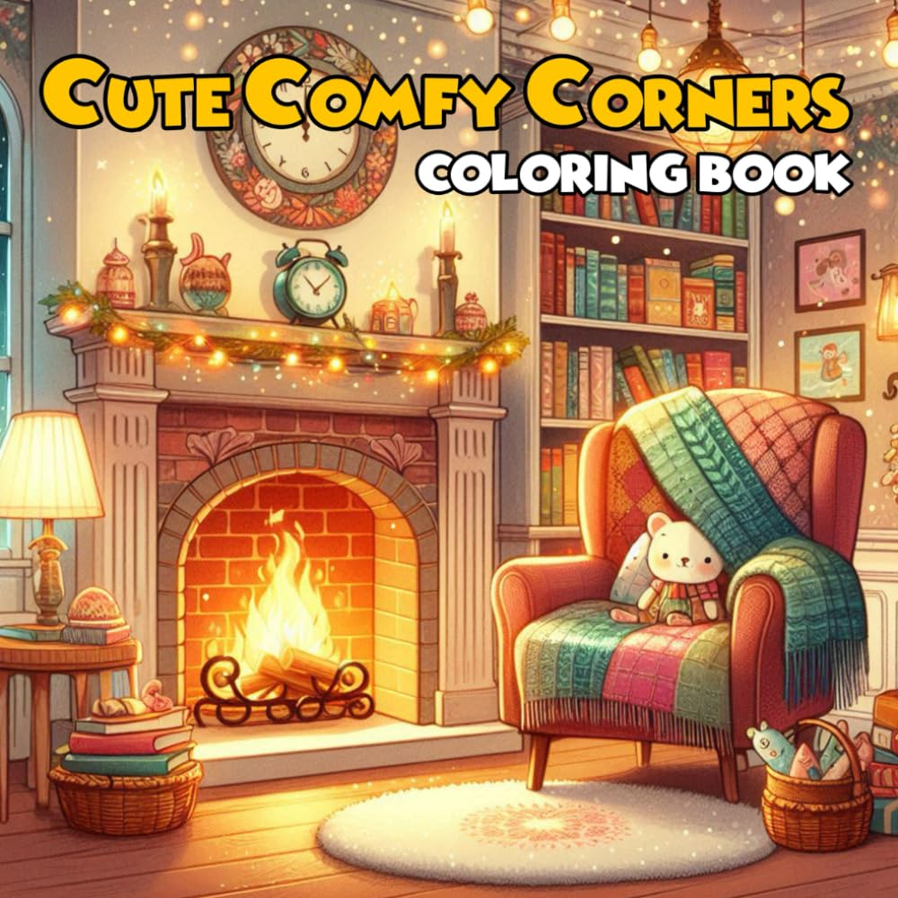 CUTE COMFY CORNERS COLORING BOOK: A Hygge-Inspired Relaxing, Bold and Easy Coloring Book for Adults, Teens, and Lovers of All Things Cozy