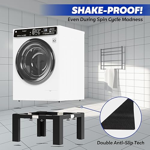 Miniatura 3 de Pedestal de lavandería resistente de 16 pulgadas de altura, soporte ajustable para lavadora y secadora de tamaño completo con alfombrilla