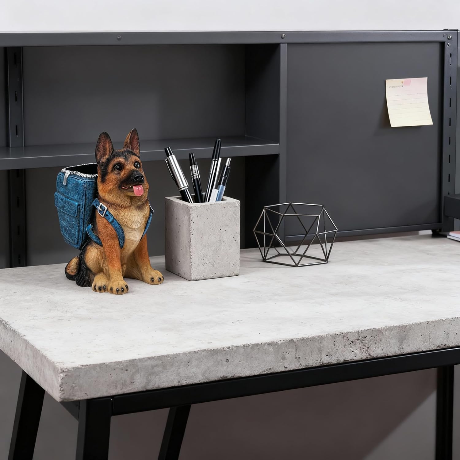 German Shepherd Pen Holder, Office Desk Organizer, Pencil Holder with Backpack, Decorative Resin Dog Statue, Pen Storage for Office, School, Home, Ideal Gift for Dog Lovers (A) - Image 6