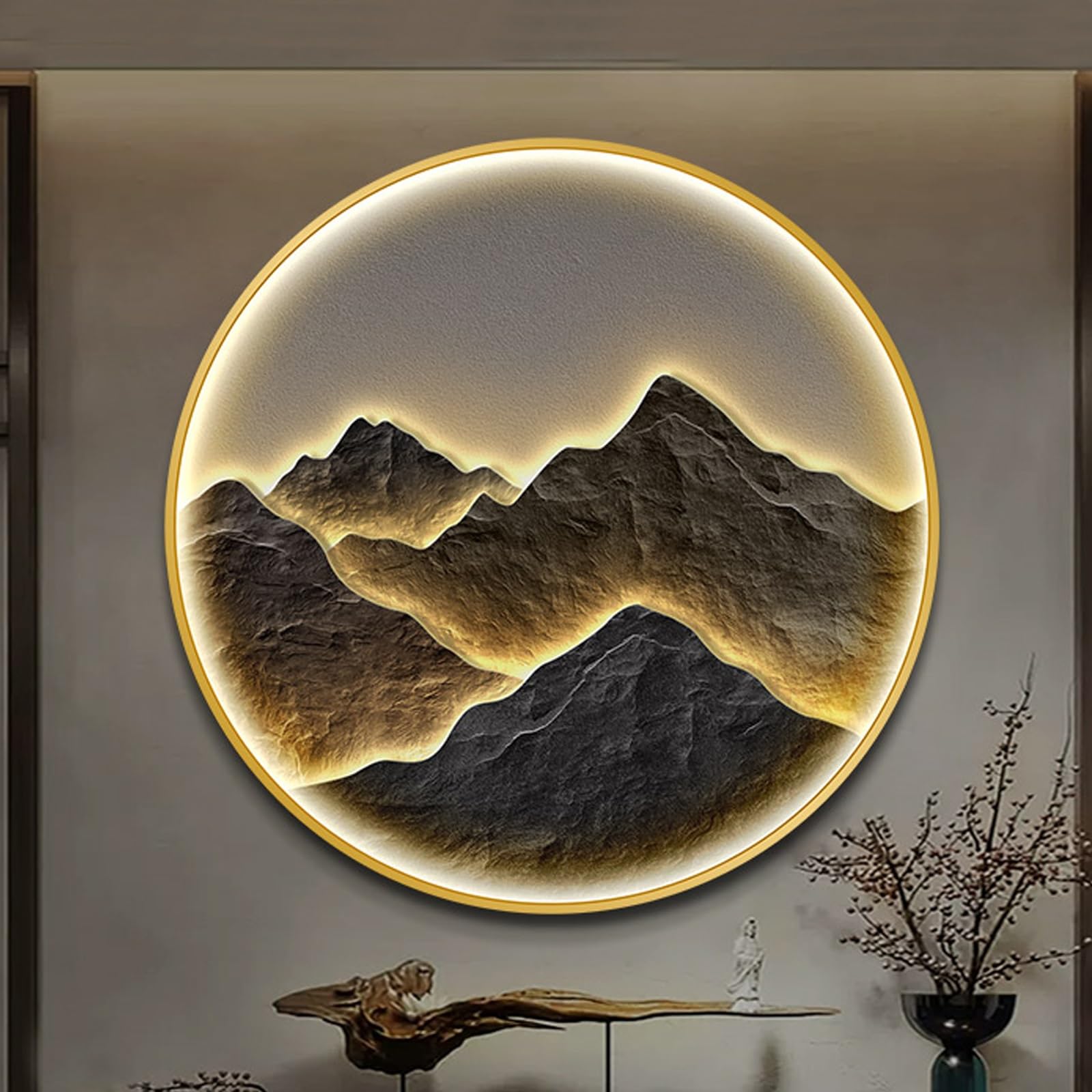 HXYhydrypd Cuadro Luminoso Montaña LED Marco Aluminio