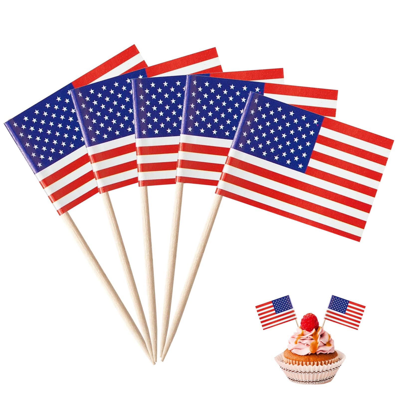 CIYIN Stuzzicadenti Bandiera, 100 Bandiera Stuzzicadenti, con Stampa Fronte/ Retro a Colori Vivi, Decorazione per Feste, Cocktail, Frutta, Cupcake, per Decorazione Olimpici Coppa del Mondo