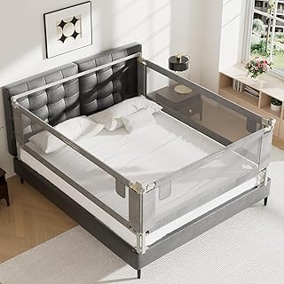 3-Pack Queen Size Bed Rails for Toddlers -Height Adjustable Baby Bed Rail Guard Specially Designed for Queen Size Bed(78.74 x 78.74 x 59 Inch)