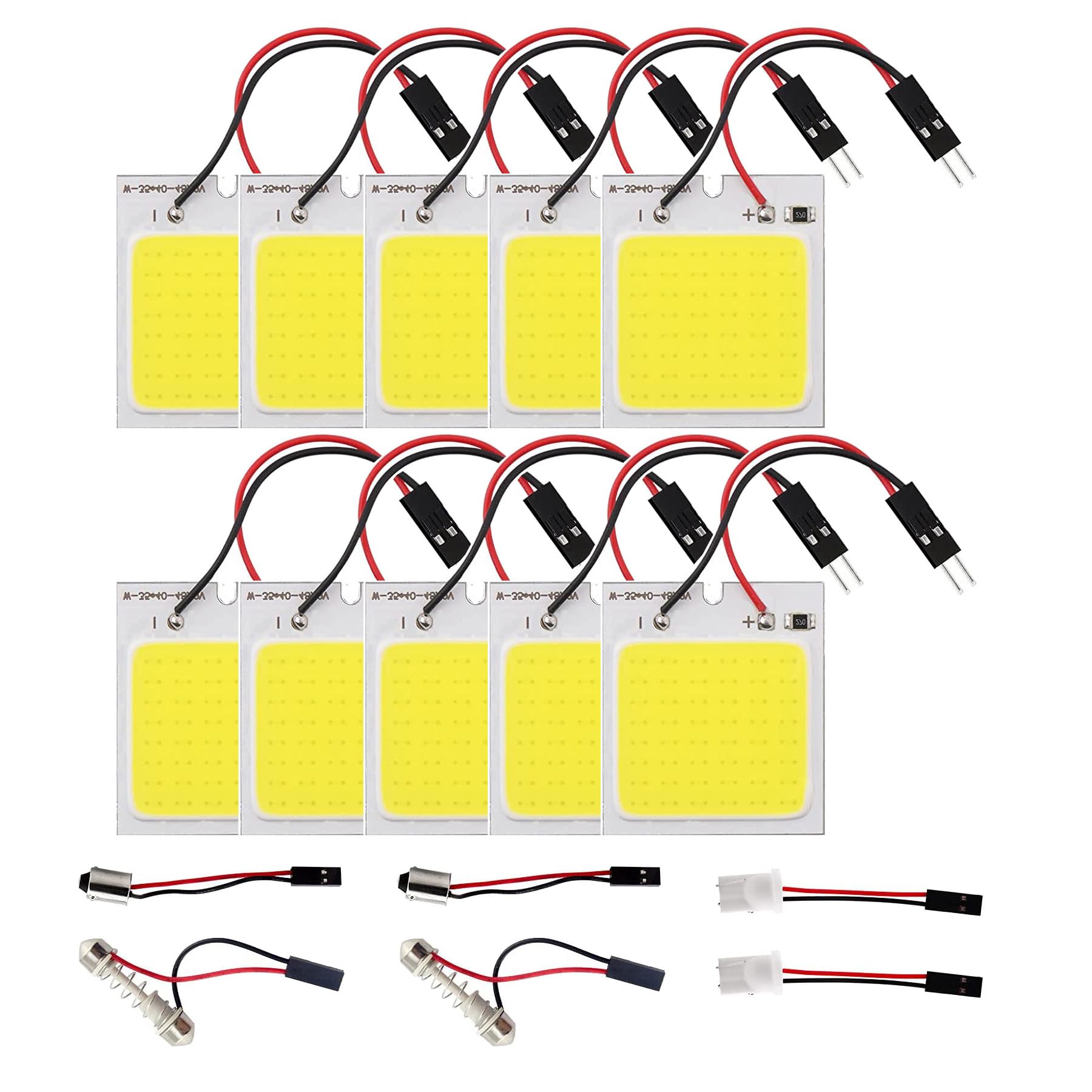 HUAZIZ 10 sztuk super jasne białe energooszczędne 5050 48-SMD LED, panel kopułkowy, lampa samochodowa, wnętrze, płyta do czytania, oświetlenie sufitowe przewodowa (DC 12V)