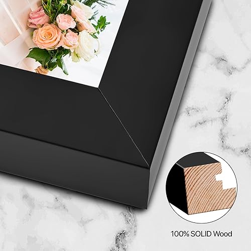 Miniatura 5 de Paquete de 2 marcos de fotos negros de 3.5 x 5 pulgadas, madera maciza, alta definición y exhibición versátil, perfectos para fotos antiguas