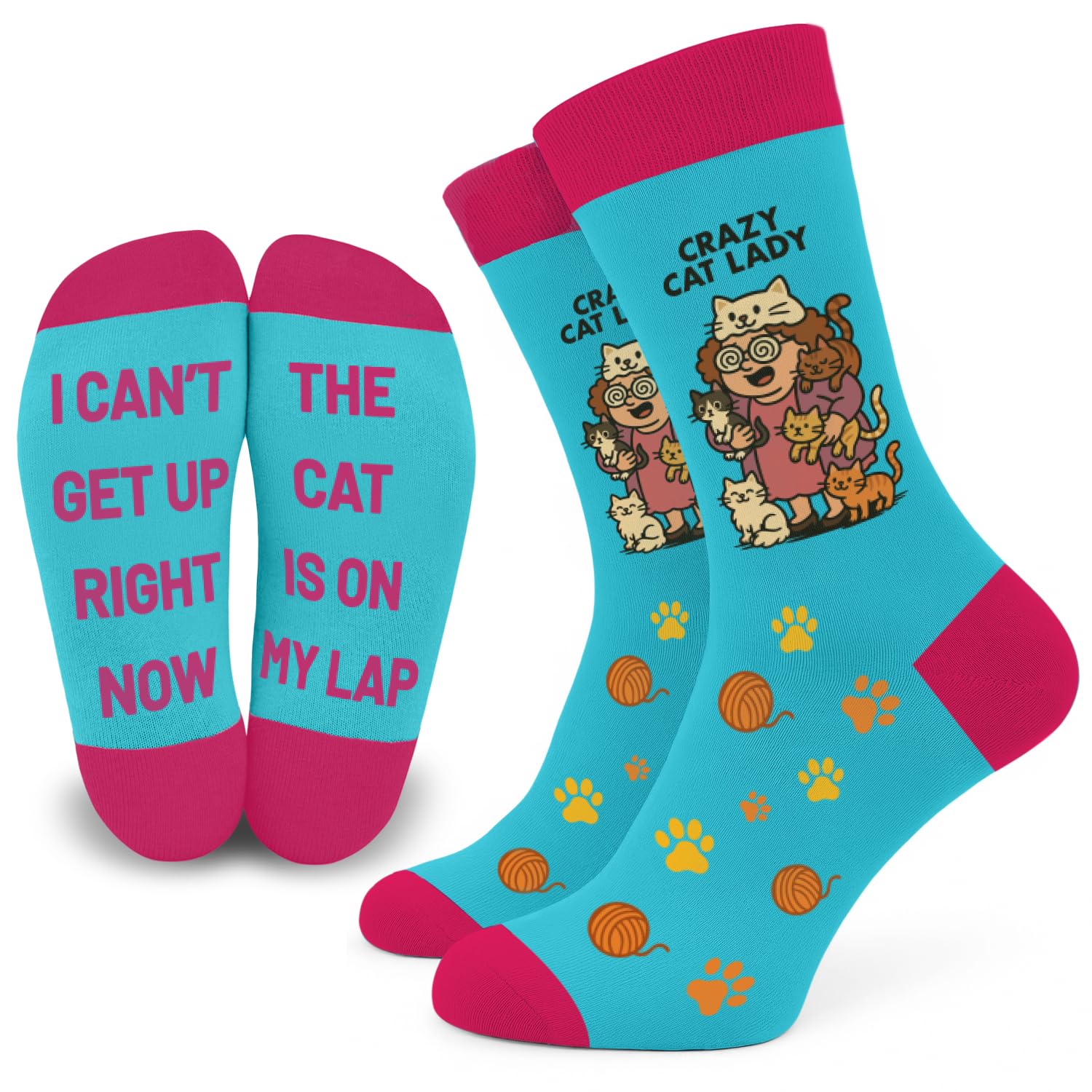 SC Products Funny Cat Socks Womens 4-7 | Cotton Novelty Socks Cat Gifts For Women | Christmas Presents for Women Stocking Fillers for Her Gift Ideas | Funny Secret Santa