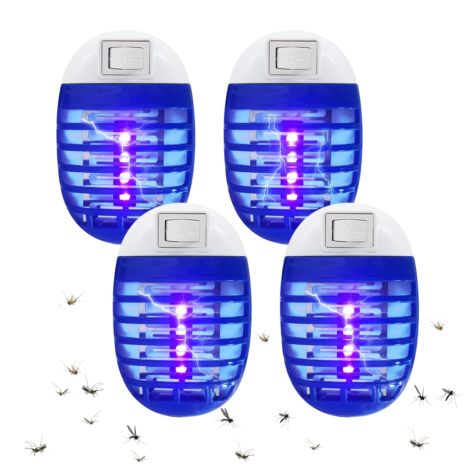 Lampada Antizanzare Elettrica, 4 Pezzi Lampada per Zanzare, Trappole per Zanzare con Lampade UV, Presa Repellente per Zanzare, per Falene, Mosche, Zanzare, Interni Camera da Letto Cucina