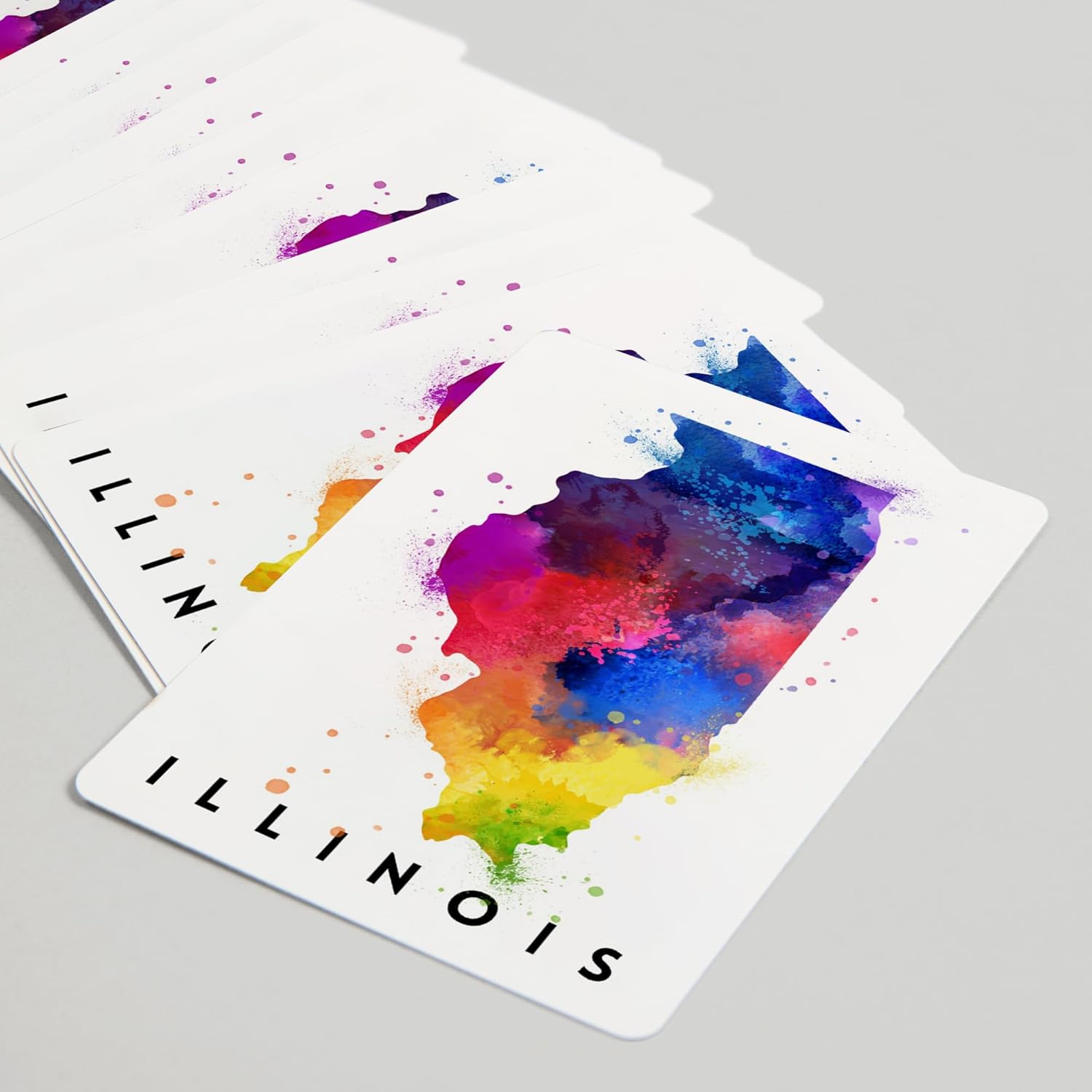 Lantern Press Illinois, State Abstract Watercolor, 52 Playing Cards for Adults, Poker Size Card Deck