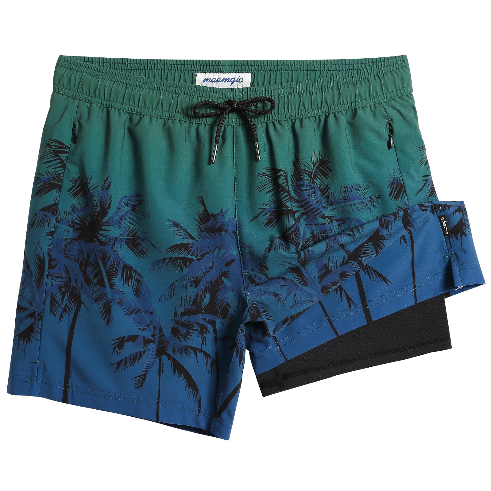 maamgic 5inch Mens Swim Trunks with Compression Liner 2-in-1 Swimming Shorts Stretch Quick Dry with Zipper Pockets