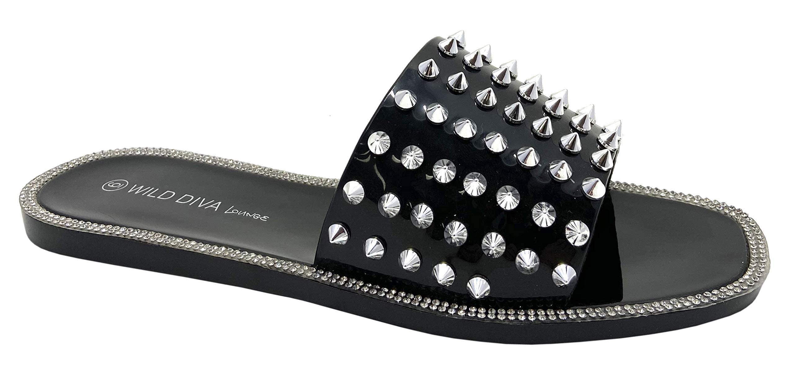 Wild Diva Womens Jelly flip Flop Rhinestone Slippers Sandals