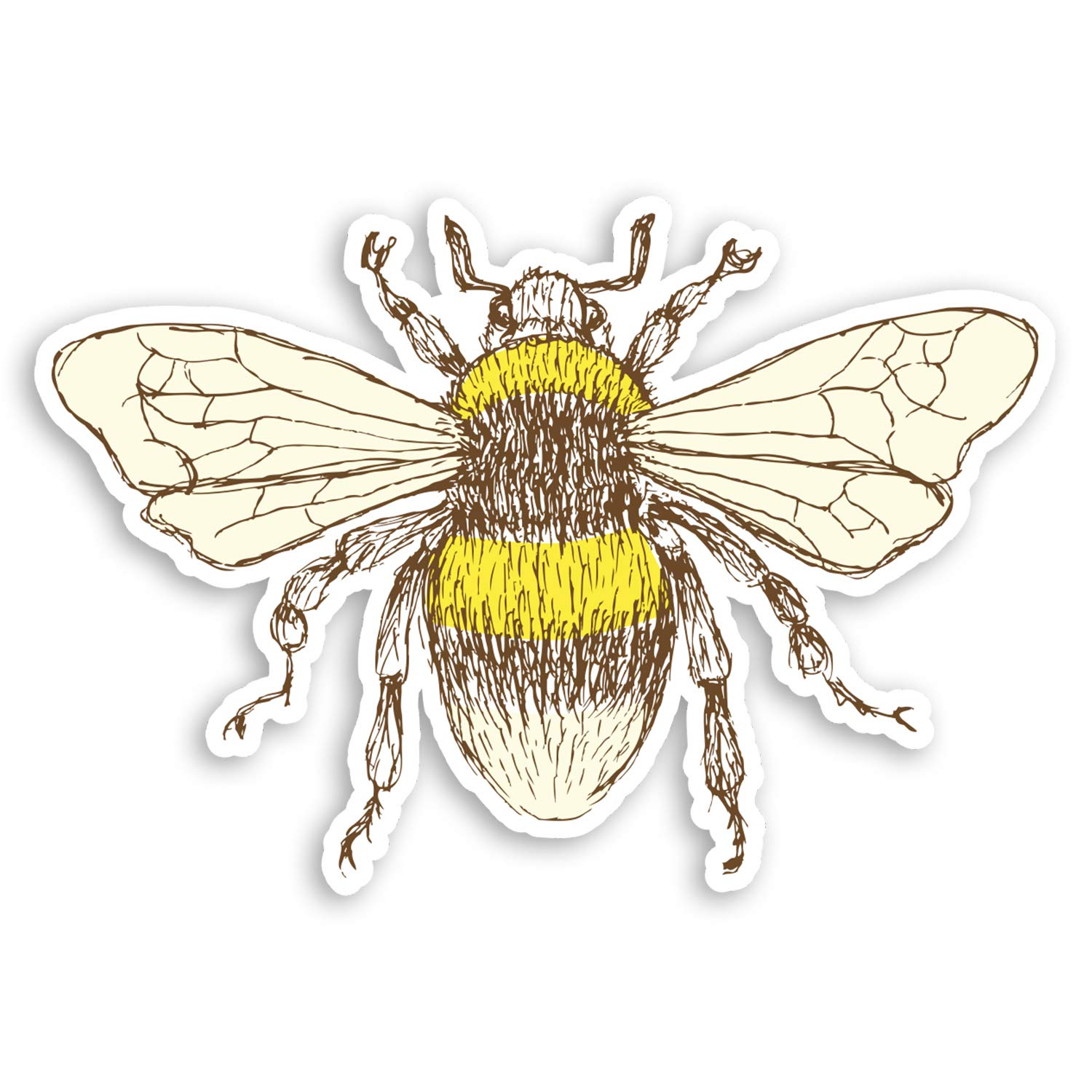 2 x 10cm Vintage Bumble Bee Drawing Vinyl Stickers - Art Laptop Sticker #34608 (10cm Wide)