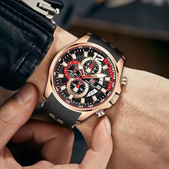 MF MINI FOCUS Men Watch Casual Fashion Wrist Watches (Chronograph/Waterproof/Luminous/Calendar) Silicon Band Quartz Watches for Men