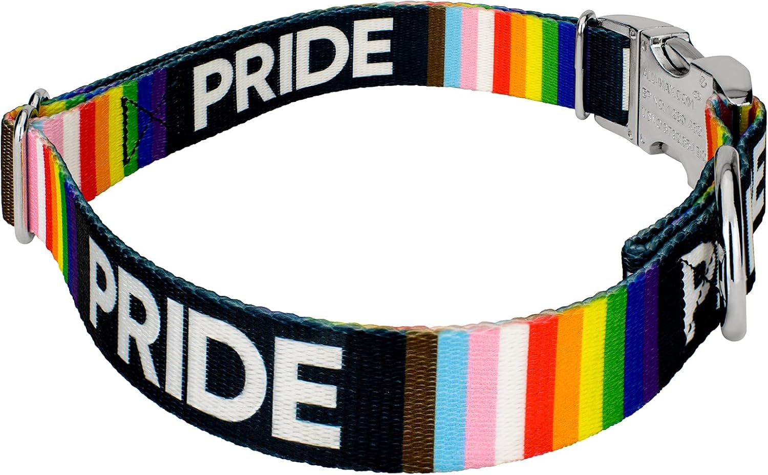 Country Brook Petz Premium Pride Dog Collar & Leash Set - Luxury and Durability - Rainbow Flag Colors for LGBTQIA+ Support, 1 Inch, Extra Large