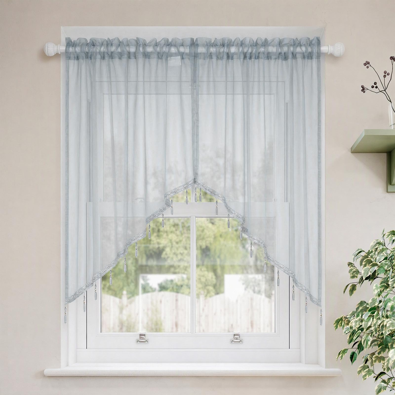 Molaxhome Lace Valances for Windows Swag Sheer Curtain Valance for Kitchen