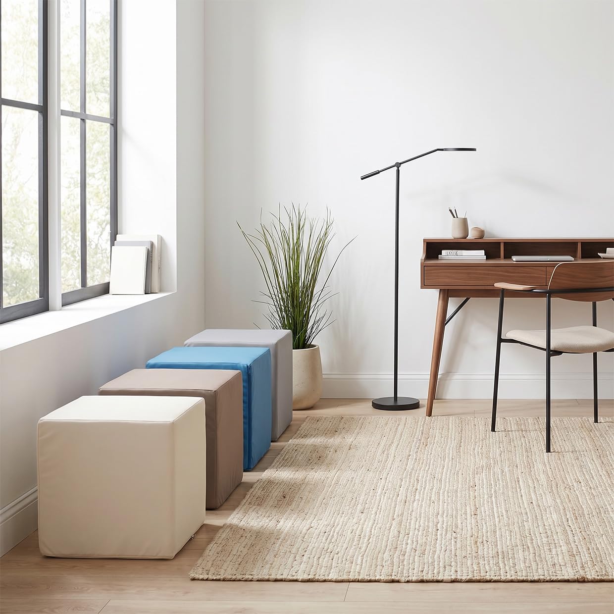 ECOPOUF – Kostka Outdoor – Wygodna Pufa – Lekkie Krzesło do Siedzenia – do Ogrodu, Pokoju Dziecięcego, na Balkon, Kemping – Tkanina Wodoodporna i Odporna na UV – 40 x 40 x 40 cm Block M20