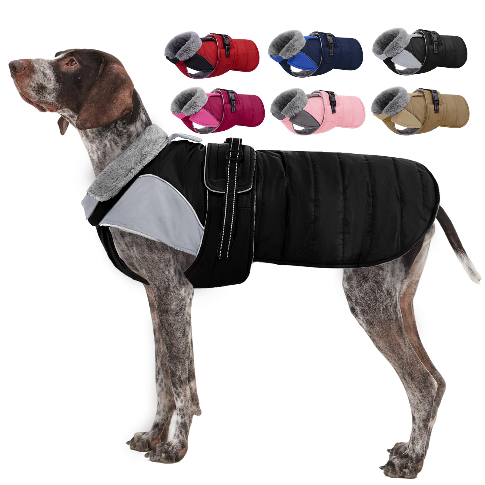 Nanaki Waterproof Dog Winter Coat Large Dogs, Labrador,Rottweiler,Black XXL