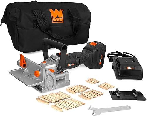WEN - Kit de unión de placas y galletas inalámbrico con batería de 20 V Max 4.0 Ah y cargador (20648)