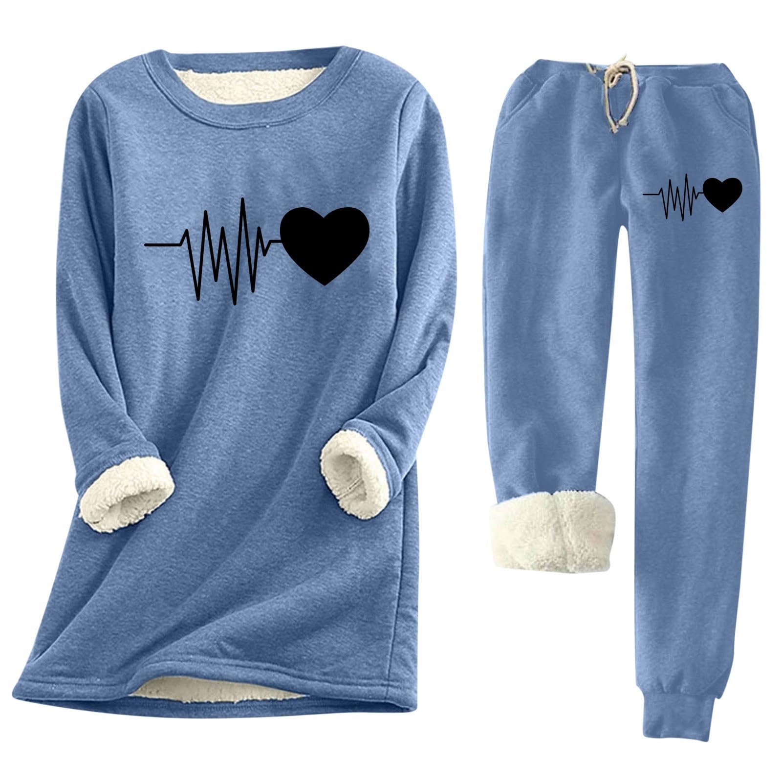 Jogginganzug Damen Overall Herren Winter Bequemes bedrucktes und Dickes Slim Fit Bottom Shirt Warm Fitness Bekleidung Damen