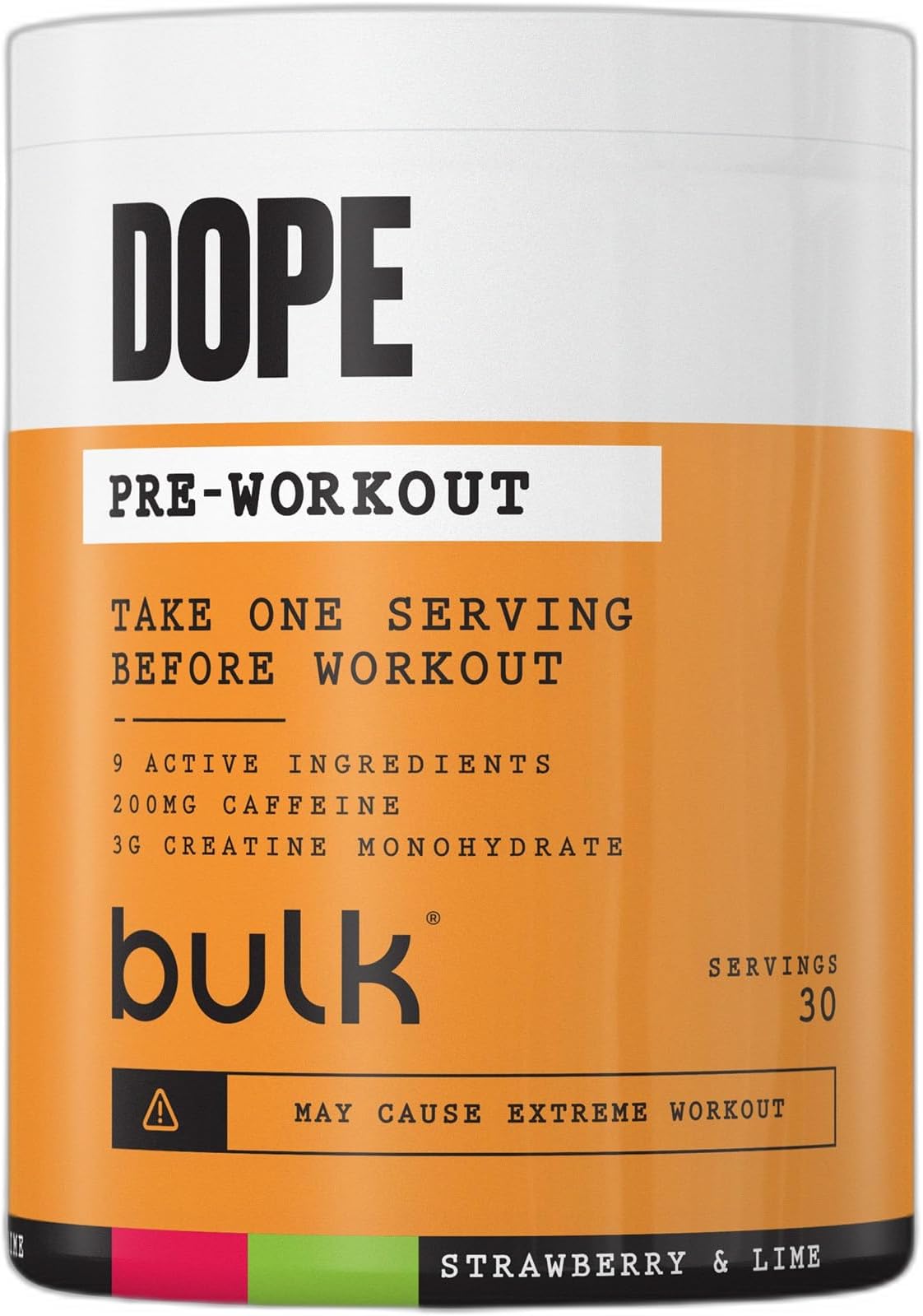 Bulk Dope Pre-Workout Powder, Strawberry & Lime, 495 g