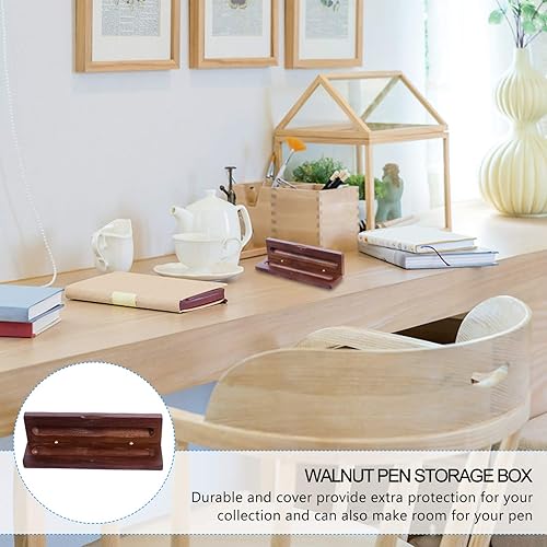Miniatura 6 de Caja de madera de nogal pluma caso de madera sola pluma vintage s fuente coleccionista fuente presentación presentación titular de madera
