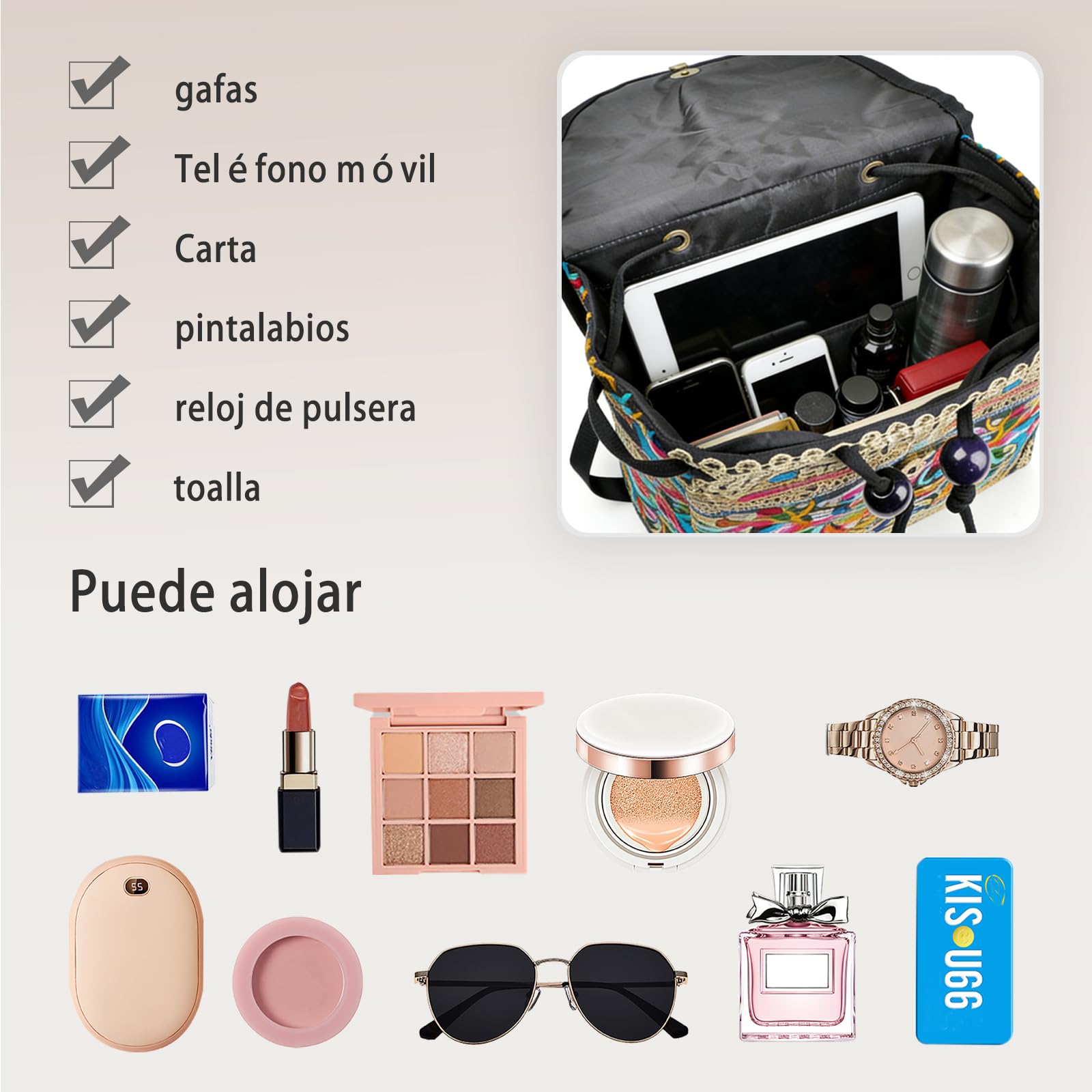 CORIOS Mochila para Mujer Bolso Mochilas con Bordado Étnico Bohemia Morral Backpack Mochilas con Cierre de Cordón Bolso de Mano de Hombro de Lona Retro Daypack Bolsas de Escuela Peonía Morada L