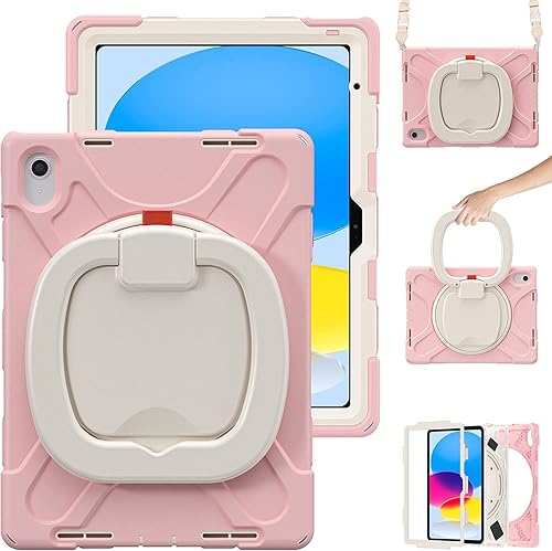 Vista 54 de Funda para iPad (A16) de 11 pulgadas 2025, Aslo para iPad 10 de 10.9 pulgadas 2022, funda resistente a prueba de golpes, soporte giratorio, soporte