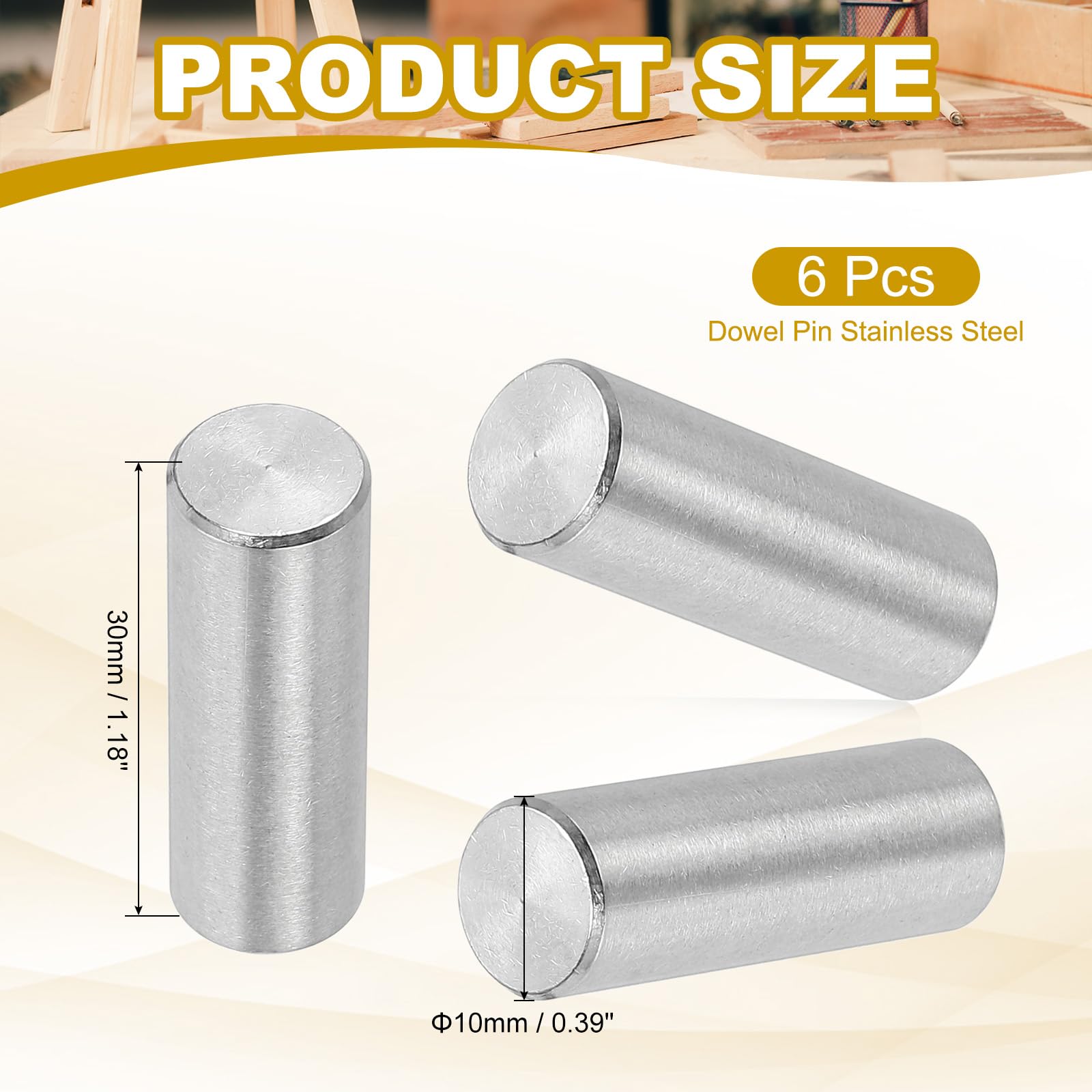 PATIKIL 10mm x 30mm Dowel Pin Stainless Steel - Image 2