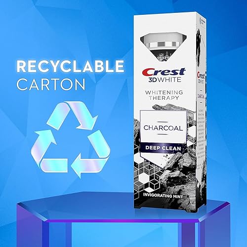 Vista 3 de Crest 3D White Whitening Therapy - Pasta dental con flúor de limpieza profunda con carbón, menta vigorizante, 3.5 onzas, paquete de 2