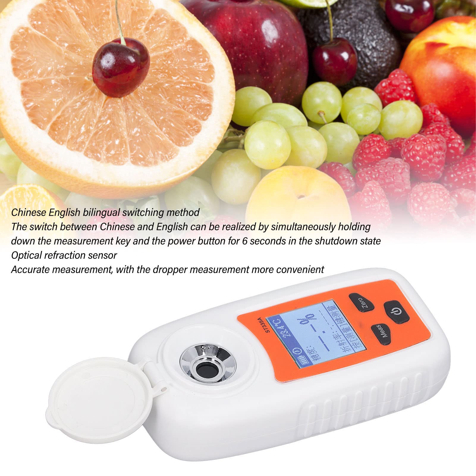 Refractómetro Digital LCD Brix, Medidor de Azúcar de Frutas, Probador de Dulzura, Refractómetro de Concentración de café, Densidad de Bebidas Azucaradas