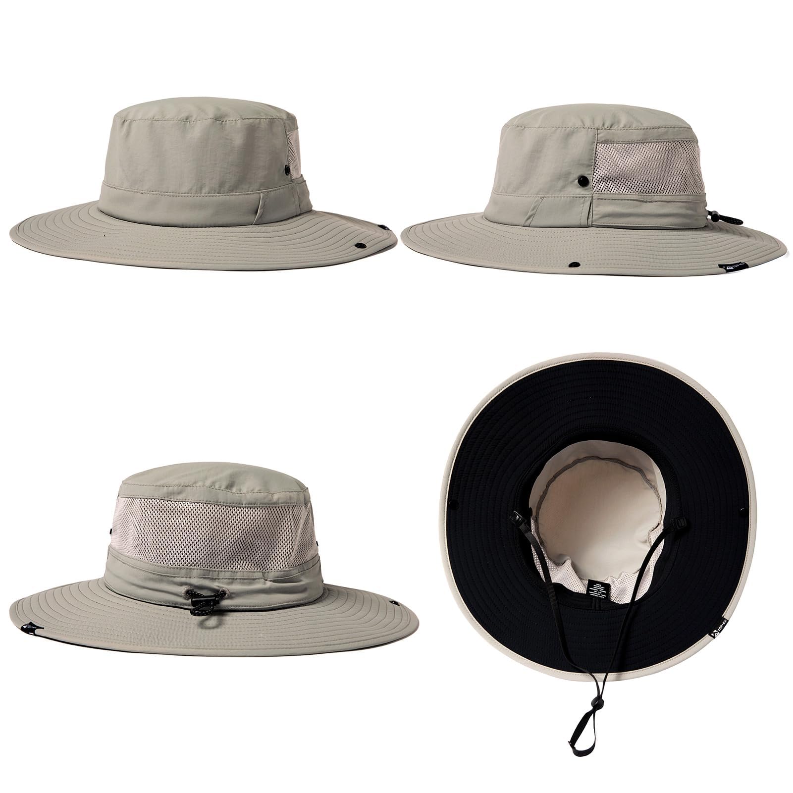 TOP-EX L/XL/XXL UV50+ Cappello da sole impermeabile a tesa larga per pesca estiva escursionismo con cinturino staccabile e rete ventilata