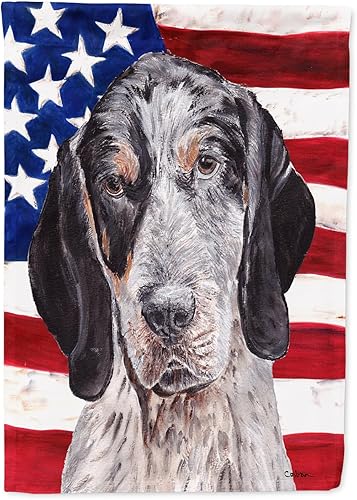 Miniatura 175 de Caroline's Treasures SS4017GF Bandera de Estados Unidos con Bulldog Inglés para jardín, bandera decorativa para patio exterior, patio, parterres,