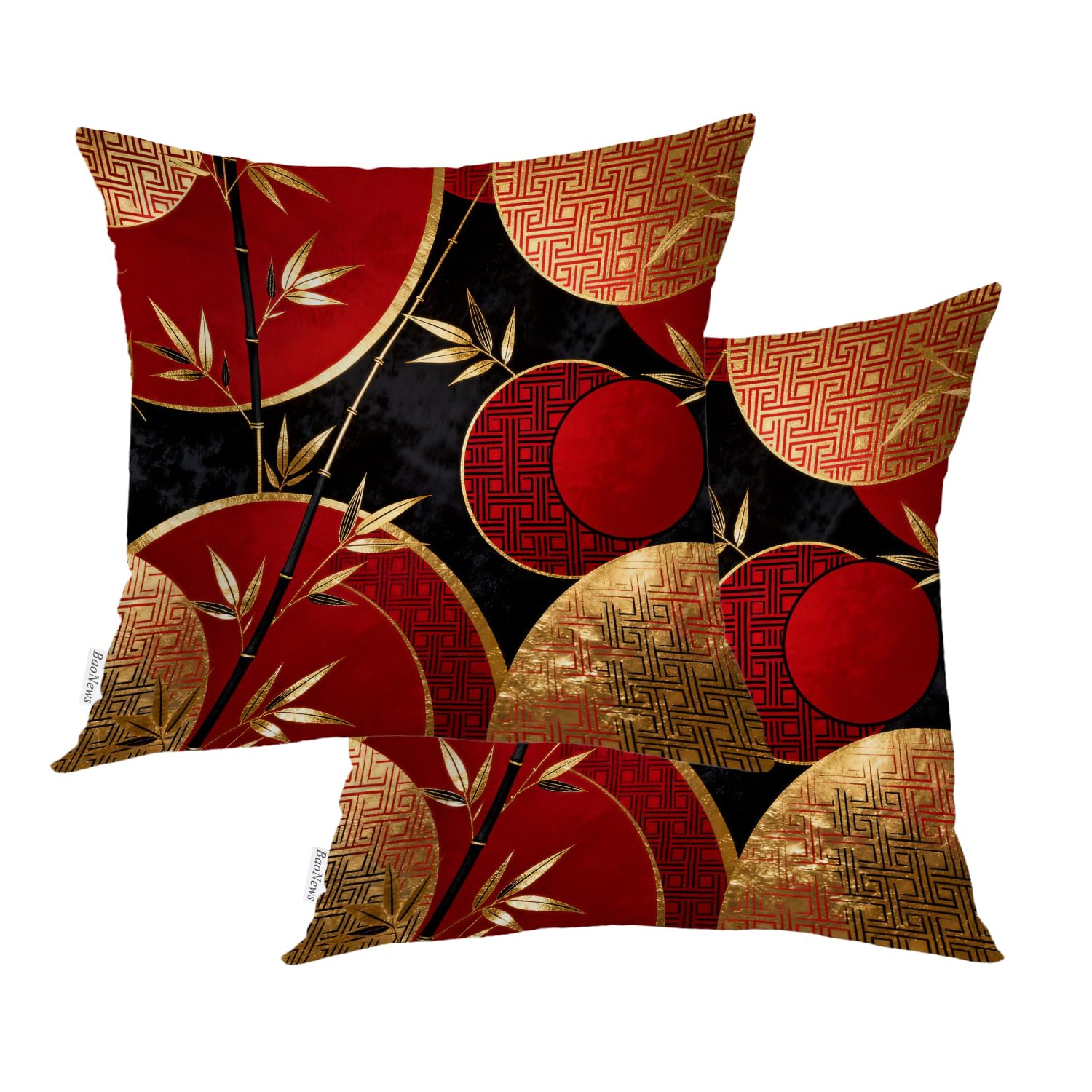 Housses de coussin bambou rouge anti-pliure pour relooker votre salon